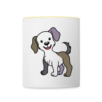 Hund Gassi Hundehalter Haustiere Köter Tierheim - Tasse zweifarbig - Weiß/Gelb - Vorne