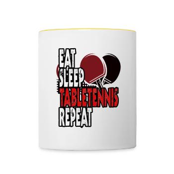EAT SLEEP Ping-pong REPEAT - Player Trainer Gift - Mug contrasté - blanc/jaune - Devant