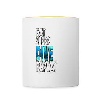 EAT SLEEP Dive REPEAT - Plongée Homme Homme Gift - Mug contrasté - blanc/jaune - Devant