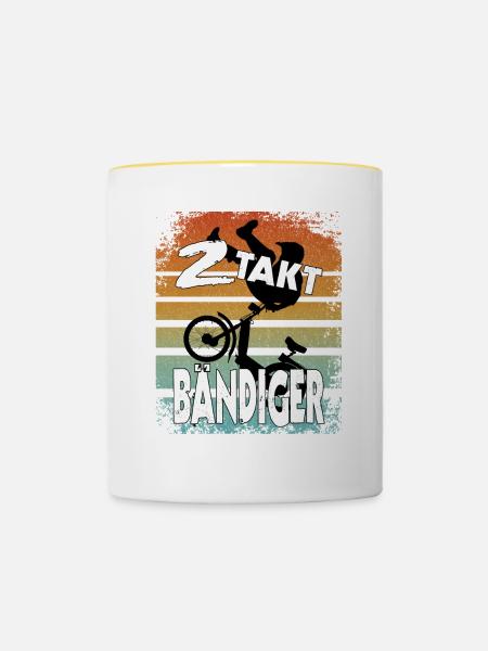 2 Act Tamer - Moped Mofa Scooter fun Gift - Contrasting Mug - white/yellow
