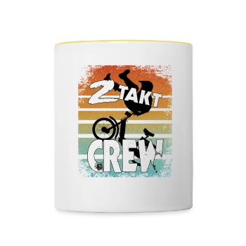 2 Beat Crew - fun Motif Moped Moped Scooter Friends - Contrasting Mug - white/yellow - Front