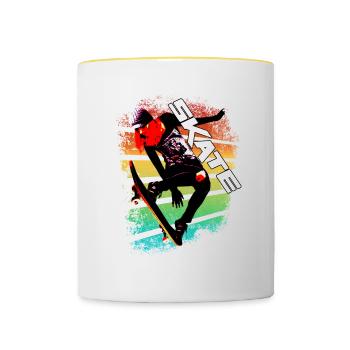 Skate - Skater Clothing Outdoor Sport Outfit - Contrasting Mug - white/yellow - Front