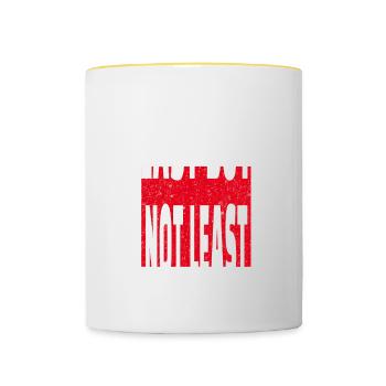 LAST BUT NOT LEAST - slogan sarcasme amusant disant - Mug contrasté - blanc/jaune - Devant