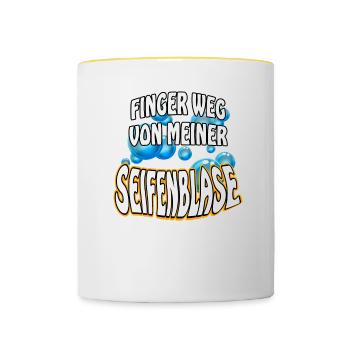 Finger weg von meiner Seifenblase- Spruch lustig - Tasse zweifarbig - Weiß/Gelb - Vorne