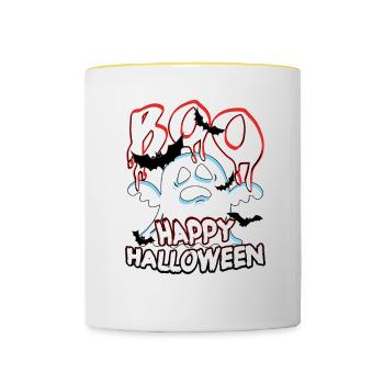 BOO Happy Halloween - funny Party Statement - Contrasting Mug - white/yellow - Front