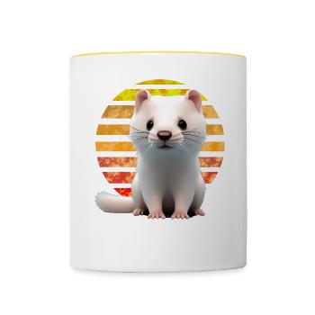 Frettchen Sonnenuntergang - Tasse zweifarbig - Weiß/Gelb - Vorne