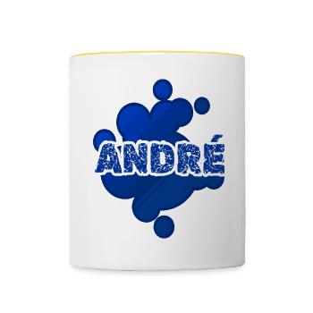 Vorname André - Tasse zweifarbig - Weiß/Gelb - Vorne