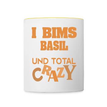 Geschenk für Basil - Tasse zweifarbig - Weiß/Gelb - Vorne