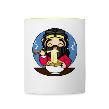Les connaisseurs de ramen - Mug contrasté - blanc/jaune - Devant