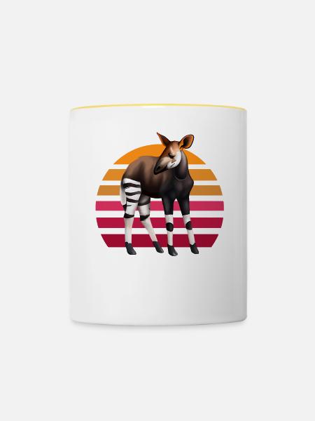 Süßes Okapi - Tasse zweifarbig - Weiß/Gelb