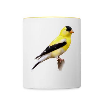 Amerikanischer Stieglitz - Tasse zweifarbig - Weiß/Gelb - Vorne