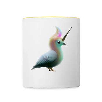 Oiseau licorne - Mug contrasté - blanc/jaune - Devant