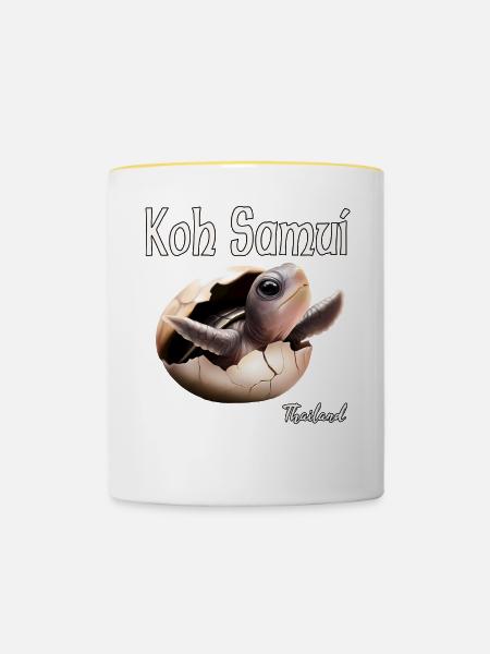 Koh Samui, Thailand - Tasse zweifarbig - Weiß/Gelb