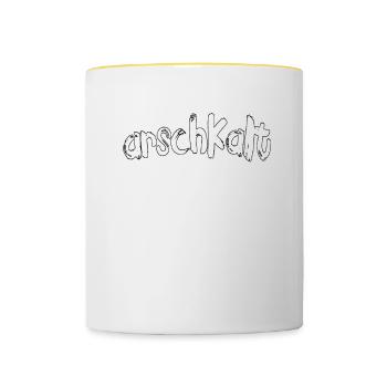 Arschkalt, kälte frost Winter Statement Spruch - Tasse zweifarbig - Weiß/Gelb - Vorne