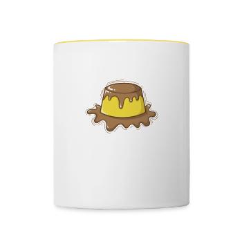 cremiger Pudding mit Schokosoße Nachspeise - Tasse zweifarbig - Weiß/Gelb - Vorne