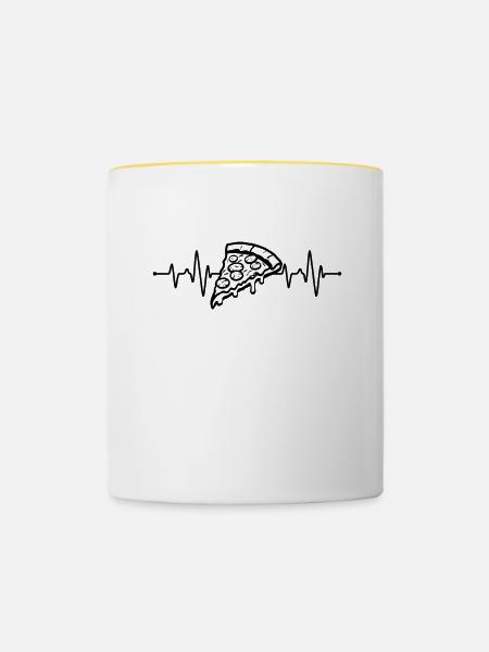 Pizza Herzschlag - Tasse zweifarbig - Weiß/Gelb