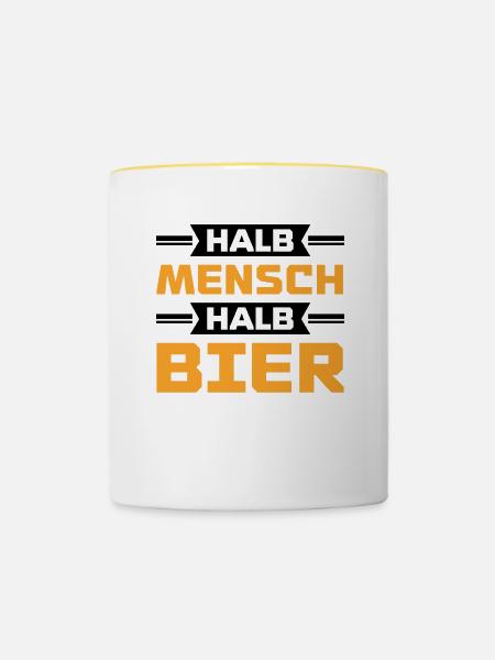 Halb mensch halb bier - Tasse zweifarbig - Weiß/Gelb