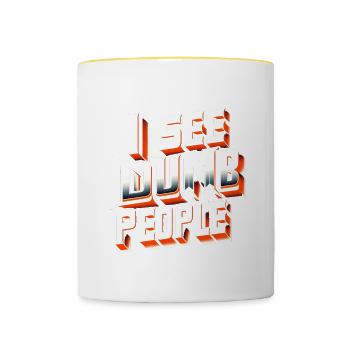 I See Dumb People 7 - Tasse zweifarbig - Weiß/Gelb - Vorne