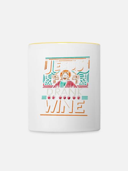 Jesus Drank Wine 12 - Tasse zweifarbig - Weiß/Gelb