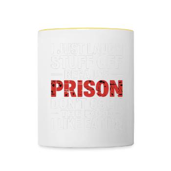 ust Laugh Off Stuff Prison Food Isn't for Me 5 - Tasse zweifarbig - Weiß/Gelb - Vorne