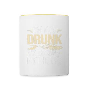 I'm Not Drunk I'm Dodging Potholes 4 - Tasse zweifarbig - Weiß/Gelb - Vorne