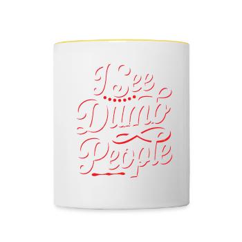 I See Dumb People 19 - Tasse zweifarbig - Weiß/Gelb - Vorne