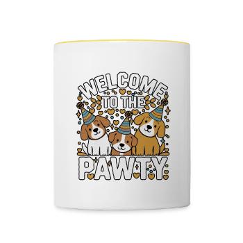 Welcome To The Pawty 17 - Tasse zweifarbig - Weiß/Gelb - Vorne