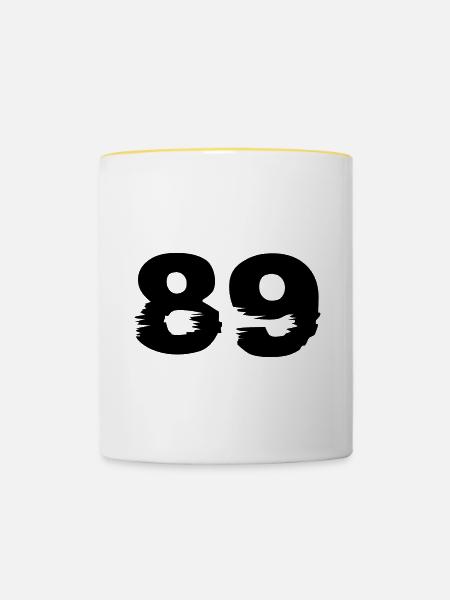 89 Zahl - Tasse zweifarbig - Weiß/Gelb