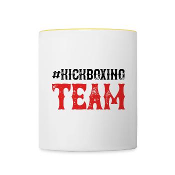 Équipe de kickboxing - Mug contrasté - blanc/jaune - Devant