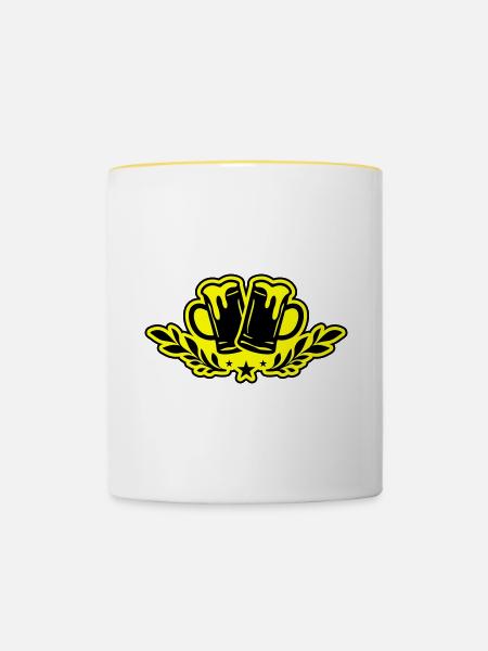 Bierglas Bierkrug Bier - Tasse zweifarbig - Weiß/Gelb