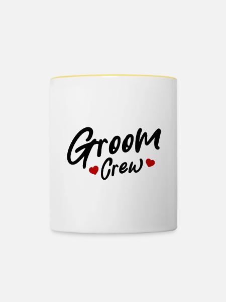 Groom Crew Herz - Tasse zweifarbig - Weiß/Gelb