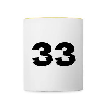 33 Number - Contrasting Mug - white/yellow - Front