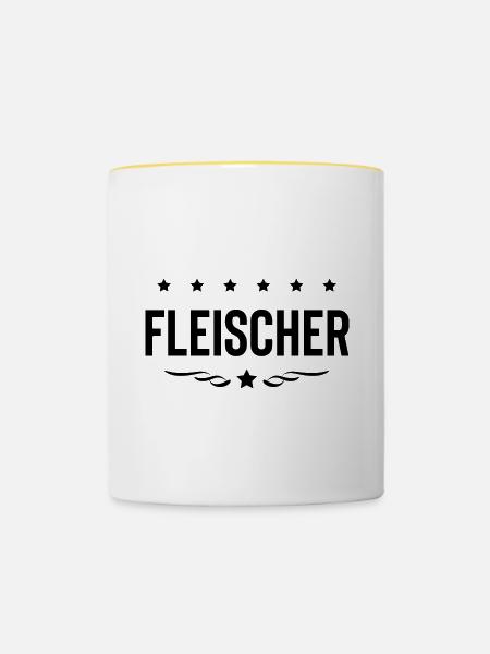 Fleischer Beruf - Tasse zweifarbig - Weiß/Gelb