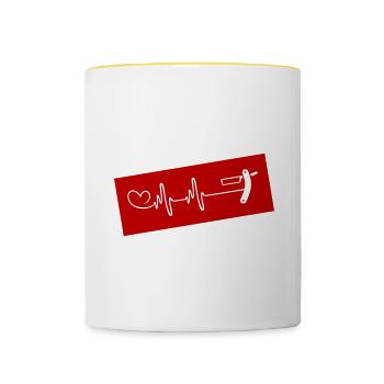 Rasage Barber Pulse Heart Love - Mug contrasté - blanc/jaune - Devant