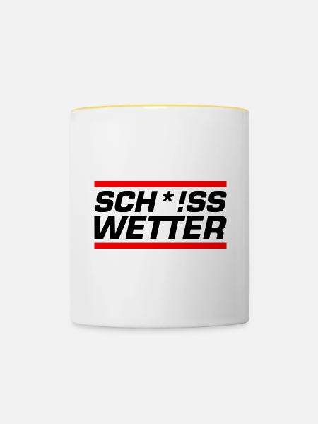 Scheiss Wetter - Tasse zweifarbig - Weiß/Gelb