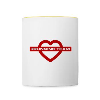 Running Team Heart - Contrasting Mug - white/yellow - Front
