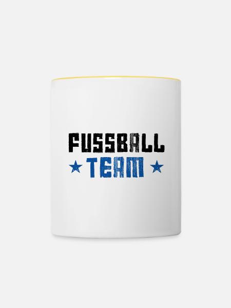 Fussball Team - Tasse zweifarbig - Weiß/Gelb