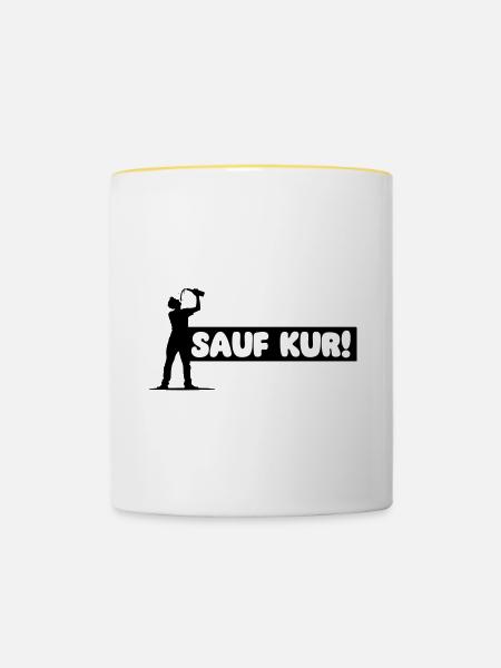 Sauf Kur Party - Tasse zweifarbig - Weiß/Gelb