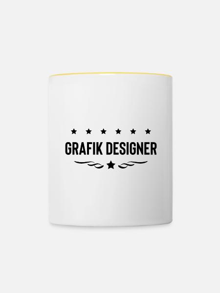 Grafik Designer Beruf - Tasse zweifarbig - Weiß/Gelb