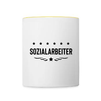 Sozialarbeiter Beruf - Tasse zweifarbig - Weiß/Gelb - Vorne