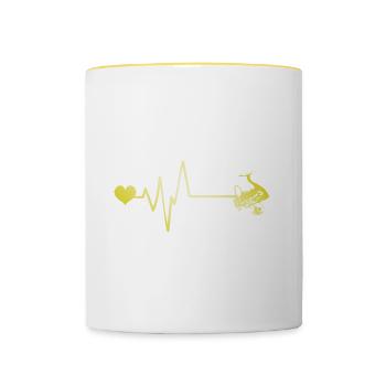 Fishing Reel Heartbeat - Contrasting Mug - white/yellow - Front
