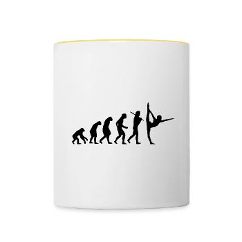 Yoga Evolution Gymnastik Karma Namaste Geschenk - Tasse zweifarbig - Weiß/Gelb - Vorne