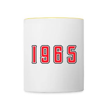 1965 year birthday - Contrasting Mug - white/yellow - Front