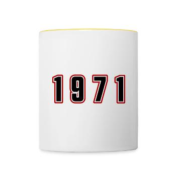 1971 Jahr Zahl - Tasse zweifarbig - Weiß/Gelb - Vorne