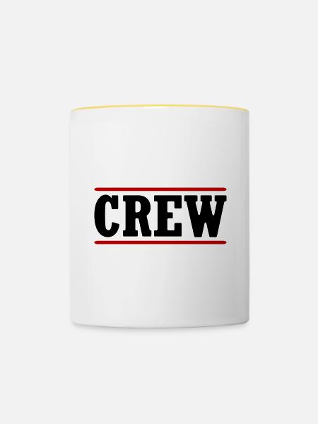 Crew Stempel - Tasse zweifarbig - Weiß/Gelb