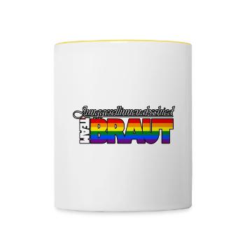 TEAM:BRAUT (Pride-Version) - Tasse zweifarbig - Weiß/Gelb - Vorne