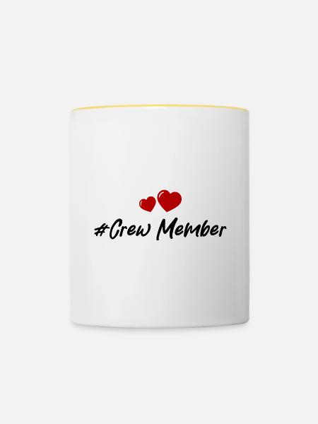 Crew Mitglied Herz Liebe - Tasse zweifarbig - Weiß/Gelb