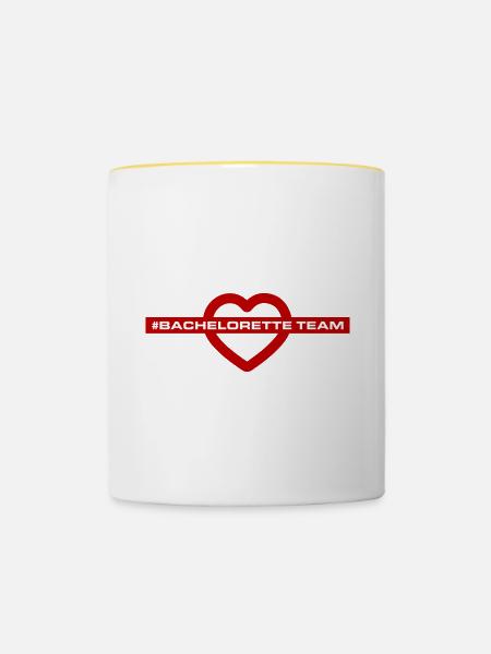 bachelorette team herz - Tasse zweifarbig - Weiß/Gelb