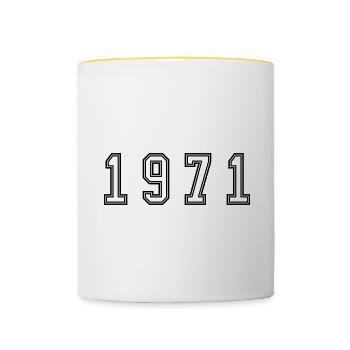1971 Jahr Zahl - Tasse zweifarbig - Weiß/Gelb - Vorne