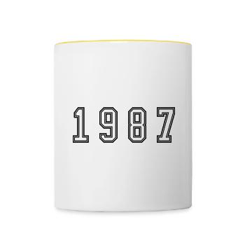 1987 Year Number - Contrasting Mug - white/yellow - Front